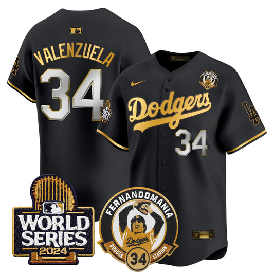 Men's Dodgers Fernando Valenzuela & 2024 World Series Patch Vapor Premier Limited Jersey - All Stitched