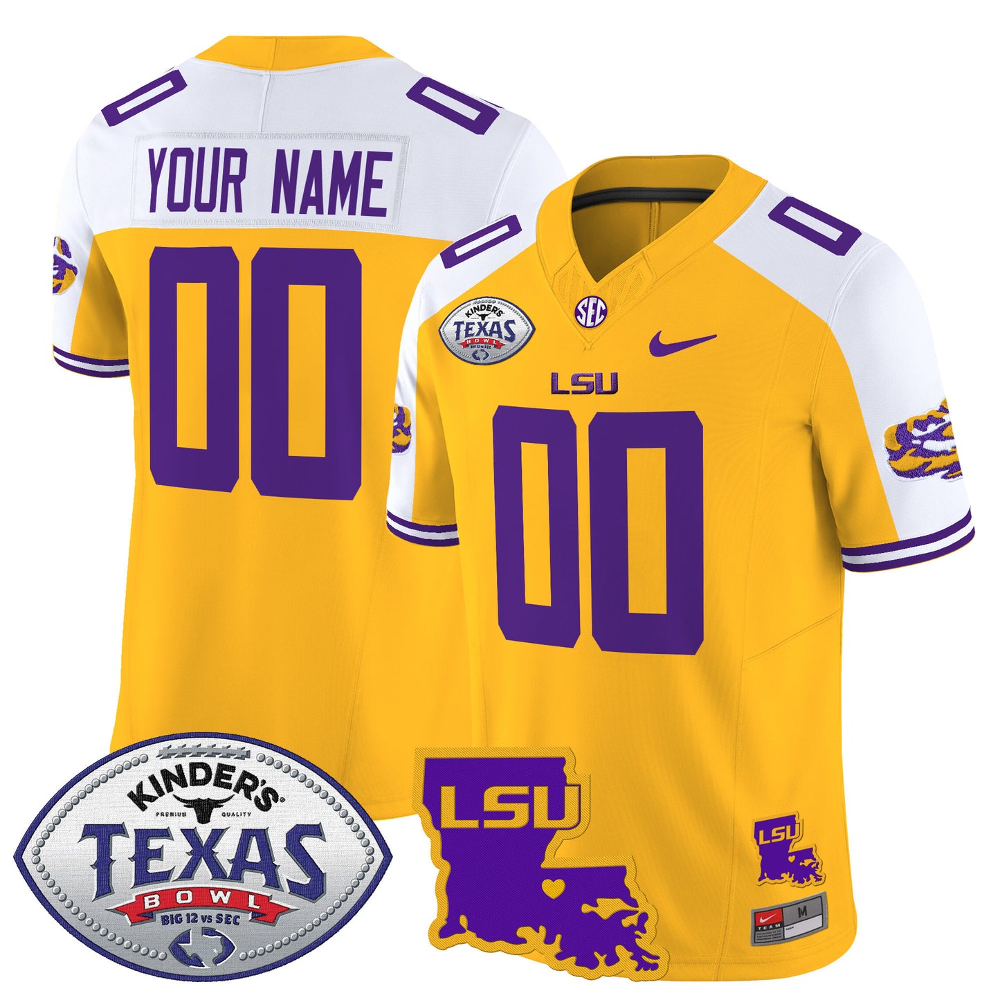 LSU Tigers 2024 Texas Bowl Patch Vapor Limited Custom Jersey - All Stitched