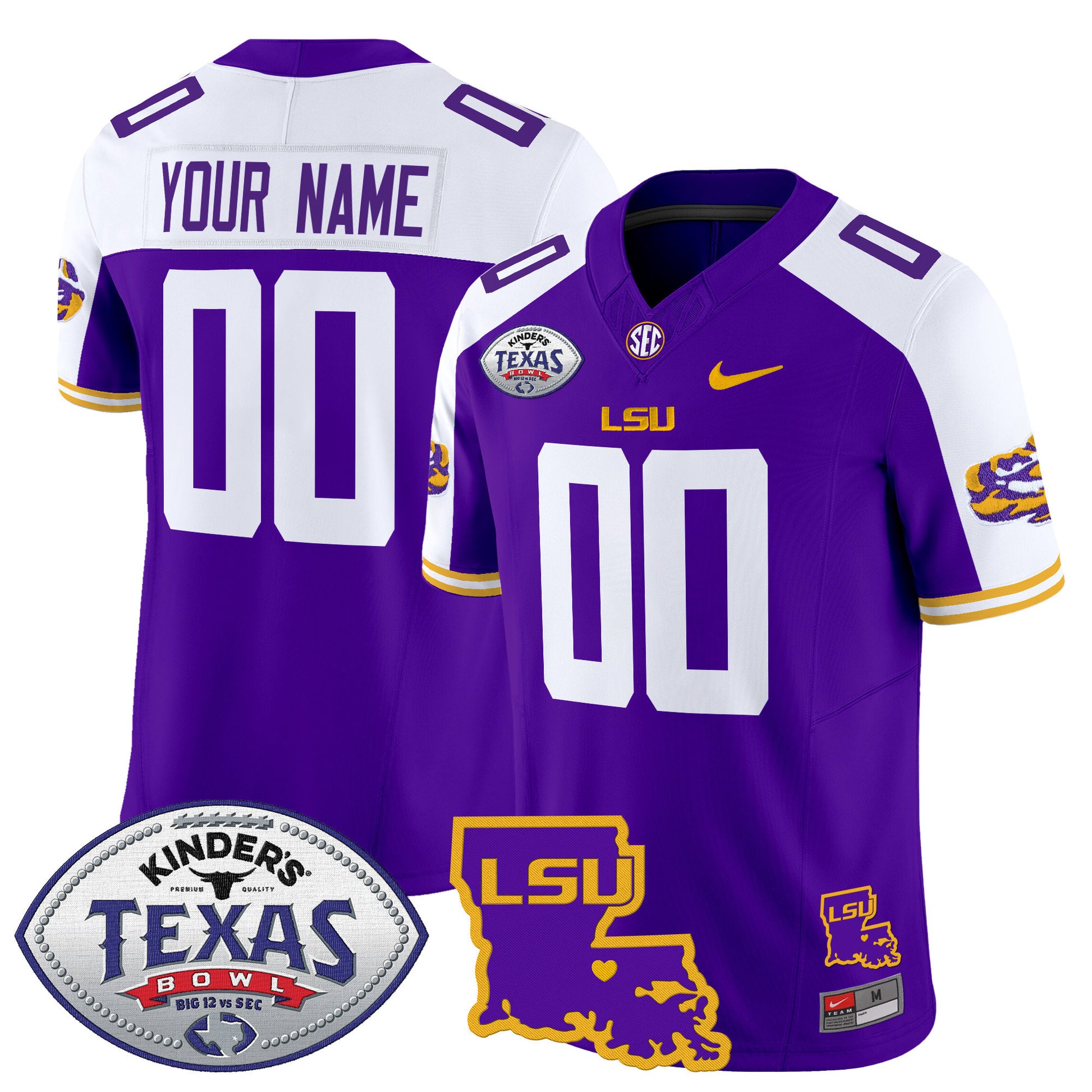 LSU Tigers 2024 Texas Bowl Patch Vapor Limited Custom Jersey - All Stitched
